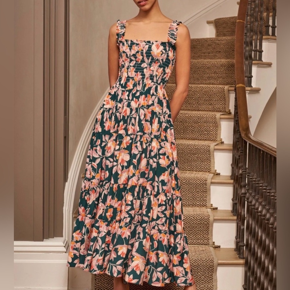 La Ligne Vera Floral Maxi Dress - Green and Pink